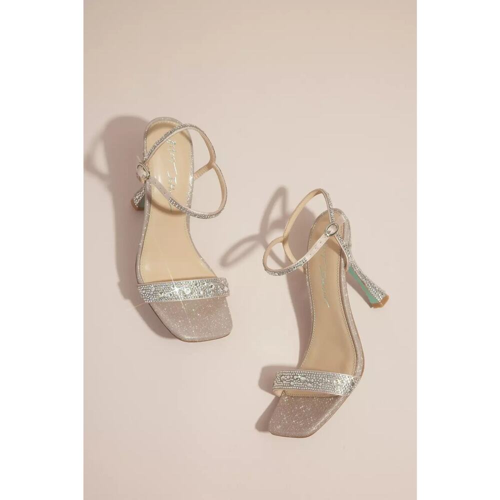 Betsey Johnson Rhinestone Flare Heel Sandals